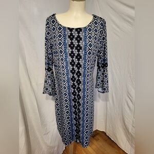 Ricki's Geometric Blue Long Sleeve Dress, Size Large
